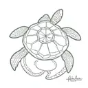 sand dollar on a sea turtle   tattoo design idea