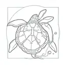 sand dollar on a sea turtle   tattoo design idea
