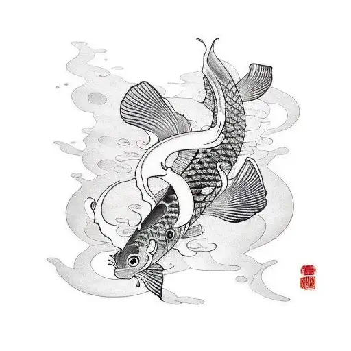 koi fish Yin and Yang  tattoo design idea