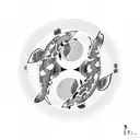 koi fish Yin and Yang with sakura trees around it tattoo design idea