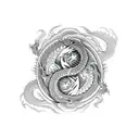 yin and Yang With Dragons  tattoo design idea