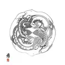 yin and Yang With Dragons  tattoo design idea