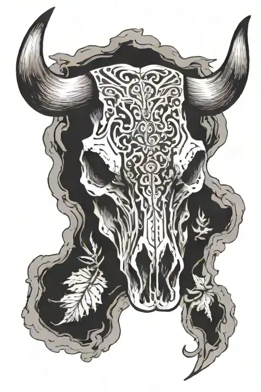 longhorn skull tattoo design idea
