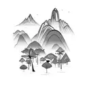 Rio landscape with lush vegetation and wildlife tattoo design idea