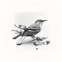 A mockingbird singing in the midst of shoegaze album covers tattoo design idea