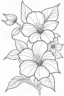 Cosmo flower, morning glory flower, and violet flower tattoo design idea
