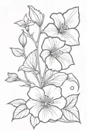 Cosmo flower, morning glory flower, and violet flower tattoo design idea