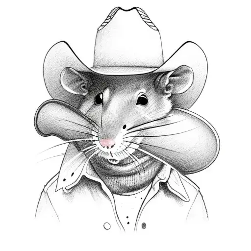 rat with cowboy hat tattoo design idea