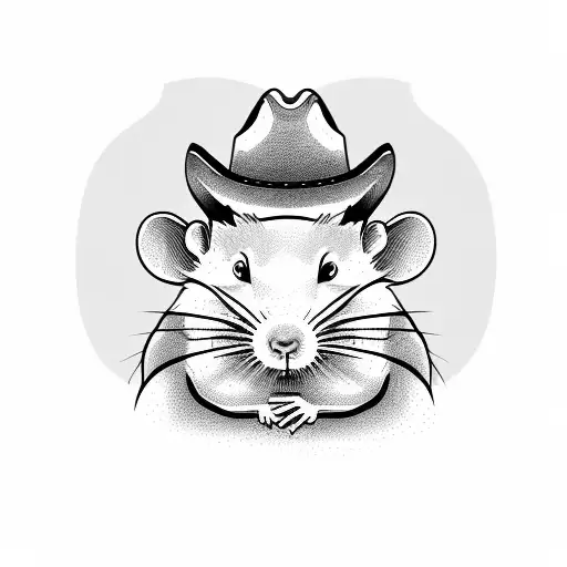 rat with cowboy hat tattoo design idea