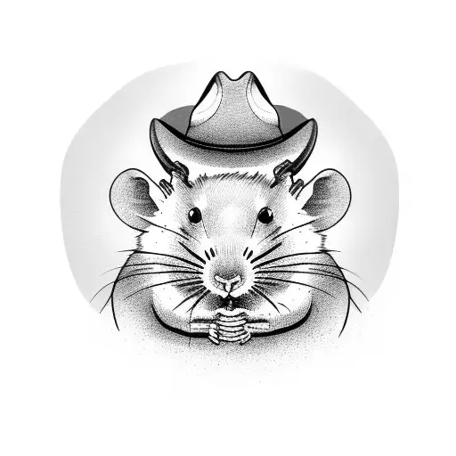 rat with cowboy hat tattoo design idea