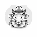 rat with cowboy hat tattoo design idea
