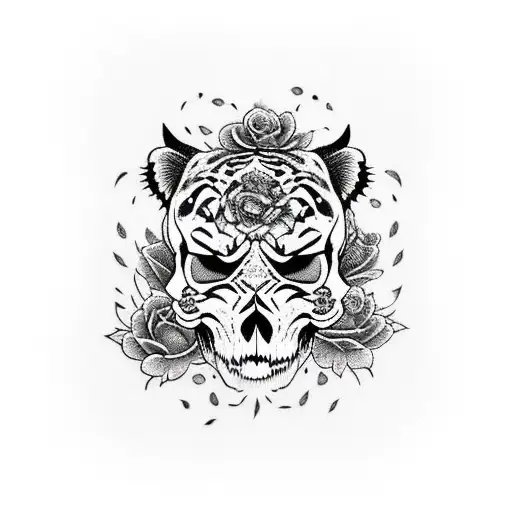 Tiger Skull Old School tattoo