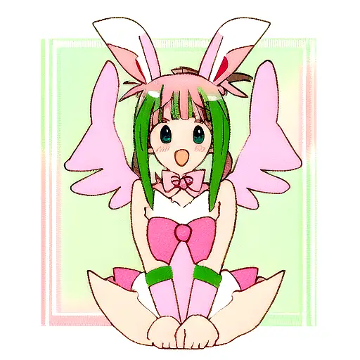 Bunny and angel wings with pink and sage green color scheme tattoo design idea