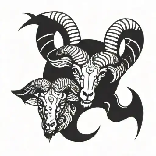 Aries ram with pisces fish  tattoo design idea
