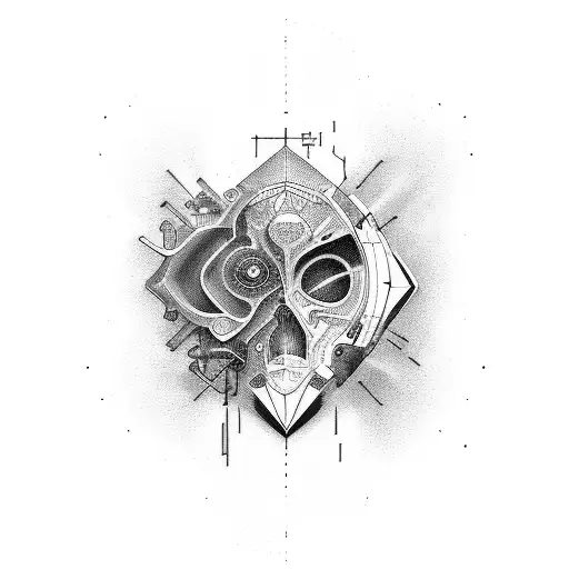 cyber sygilism elbow tattoo design idea