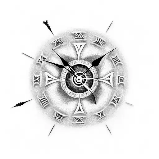 A mesmerizing tattoo of a clock face with intricate flash designs within each numeral tattoo design idea