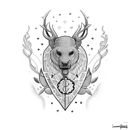 samurái mafia dinero amor compromiso naturaleza tattoo design idea