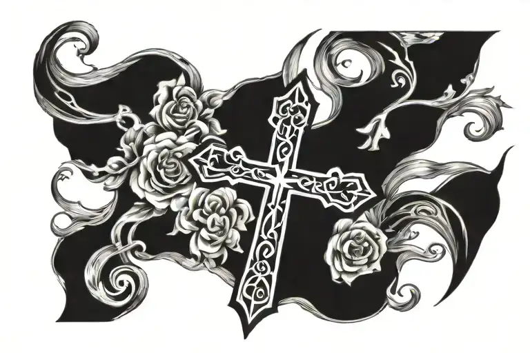 cross with verse Isaiah 41:10 tattoo design idea