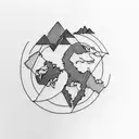 A minimalist tattoo of a geography-inspired design incorporating animals tattoo design idea