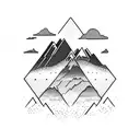 A mountain landscape with lyrics from a favorite song by The Weeknd incorporated into the design tattoo design idea