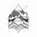 A mountain landscape with lyrics from a favorite song by The Weeknd incorporated into the design tattoo design idea