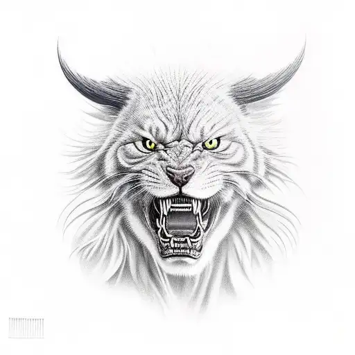 yujiro hanma portrate with fierce teeth tattoo design idea