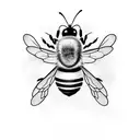 Bee holding balloon tattoo design idea