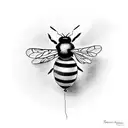Bee holding balloon tattoo design idea