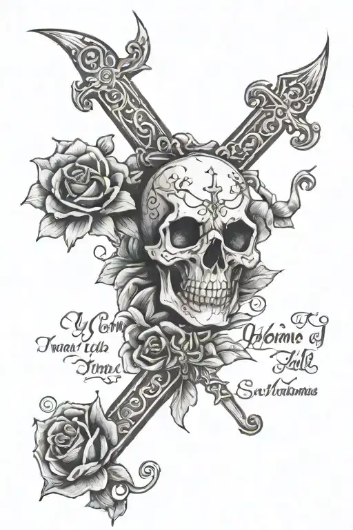 a quote that says "you can leave it all behind even the devil needs time alone sometimes" made into a cross  tattoo design idea