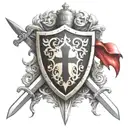 Knights Templar shield with two crossed swords tattoo design idea