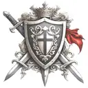Knights Templar shield with two crossed swords tattoo design idea