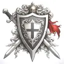 Knights Templar shield with two crossed swords tattoo design idea
