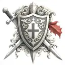 Knights Templar shield with two crossed swords tattoo design idea