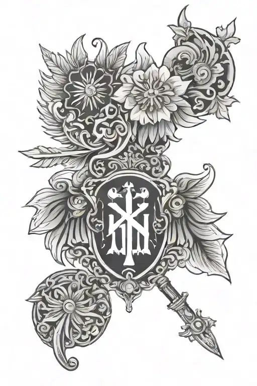 Serbian history surrounded style tattoo design idea