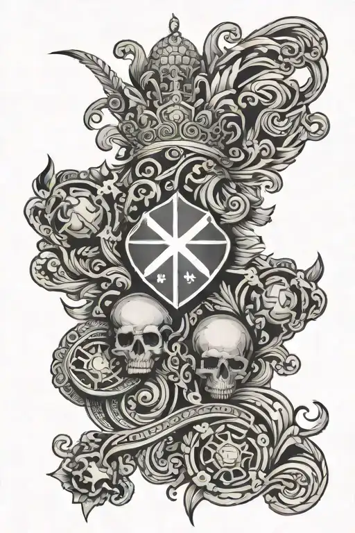 Serbian history surrounded style tattoo design idea