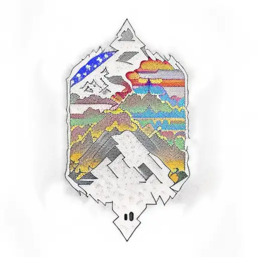 A traditional style tattoo of Kanye West's album covers arranged in a collage tattoo design idea