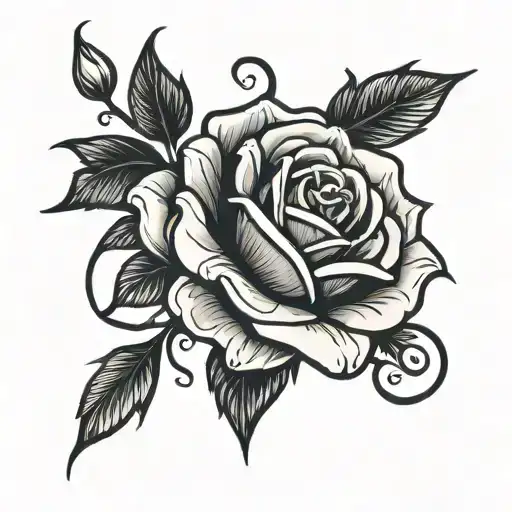 clean rose on top of harsh black lines  tattoo design idea