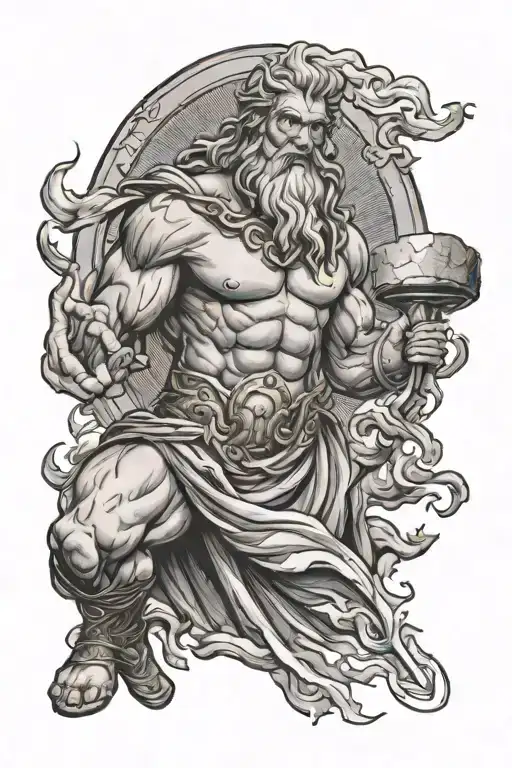  Zeus holding a lightning bolt tattoo design idea