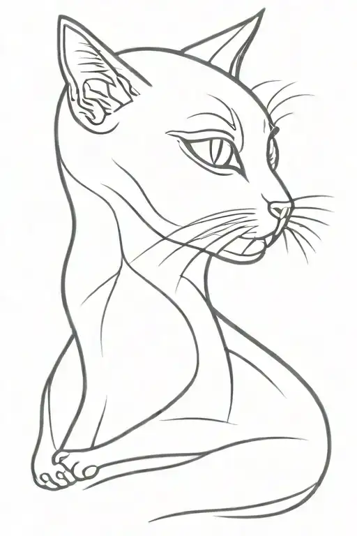 black cat sitting with head tilted tattoo design idea