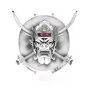 Samurai com espada e mascara de oni tattoo design idea