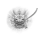 Samurai com espada e mascara de oni tattoo design idea