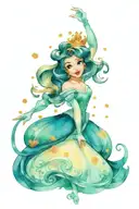 90's caricature disney princess  tattoo design idea