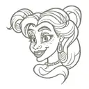 90's caricature disney princess  tattoo design idea