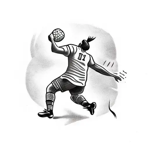 Handball player in action tattoo design idea