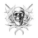 skull sword rose  tattoo design idea