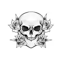 skull sword rose  tattoo design idea