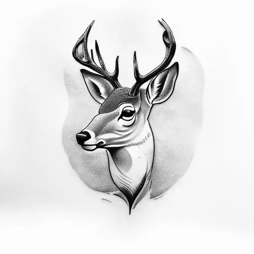 As a tattoo artist, I'm seeking ideas for a masculine chest design with a deer theme. I'd like to blend the majesty of t tattoo design idea