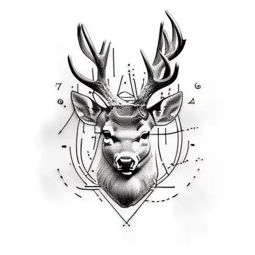 As a tattoo artist, I'm seeking ideas for a masculine chest design with a deer theme. I'd like to blend the majesty of t tattoo design idea