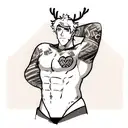 As a tattoo artist, I'm seeking ideas for a masculine chest design with a deer theme. I'd like to blend the majesty of t tattoo design idea