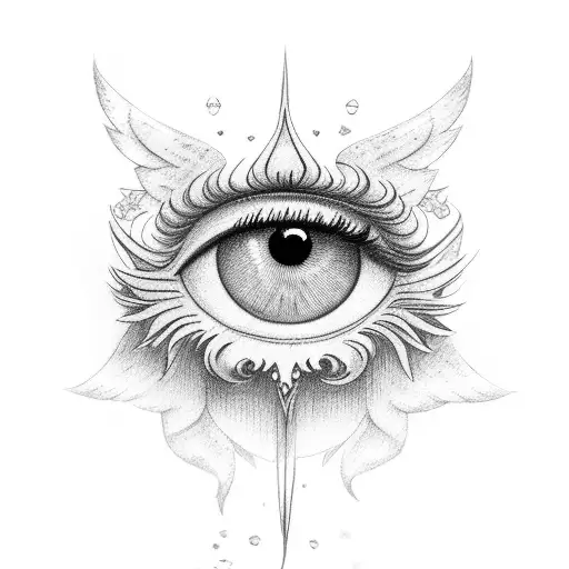 angel with a crying eye tattoo design idea